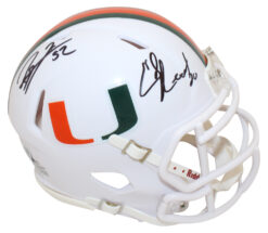 Ray Lewis & Ed Reed Autographed Miami Hurricanes Speed Mini Helmet BAS