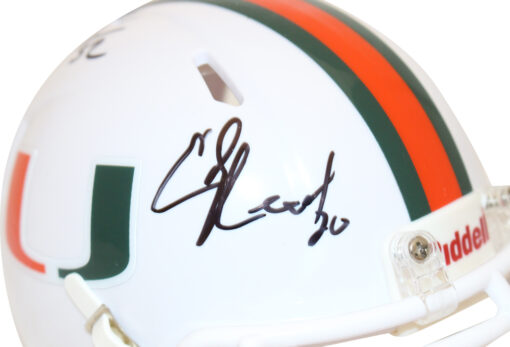 Ray Lewis & Ed Reed Autographed Miami Hurricanes Speed Mini Helmet BAS