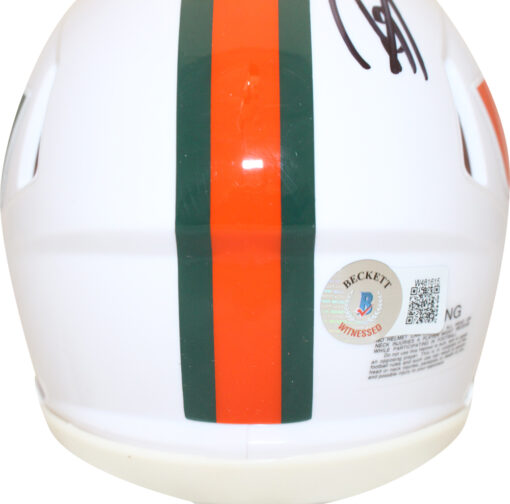 Ray Lewis & Ed Reed Autographed Miami Hurricanes Speed Mini Helmet BAS