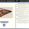 Washington Redskins 70th Anniversary Patch Stat Card Willabee & Ward