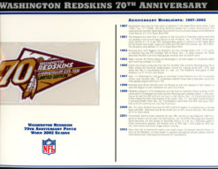 Washington Redskins 70th Anniversary Patch Stat Card Willabee & Ward