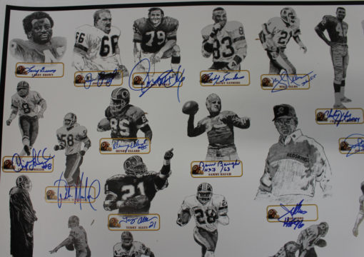 Washington Redskins Autographed All Time Greats Poster Print 42 Sigs BAS 20928