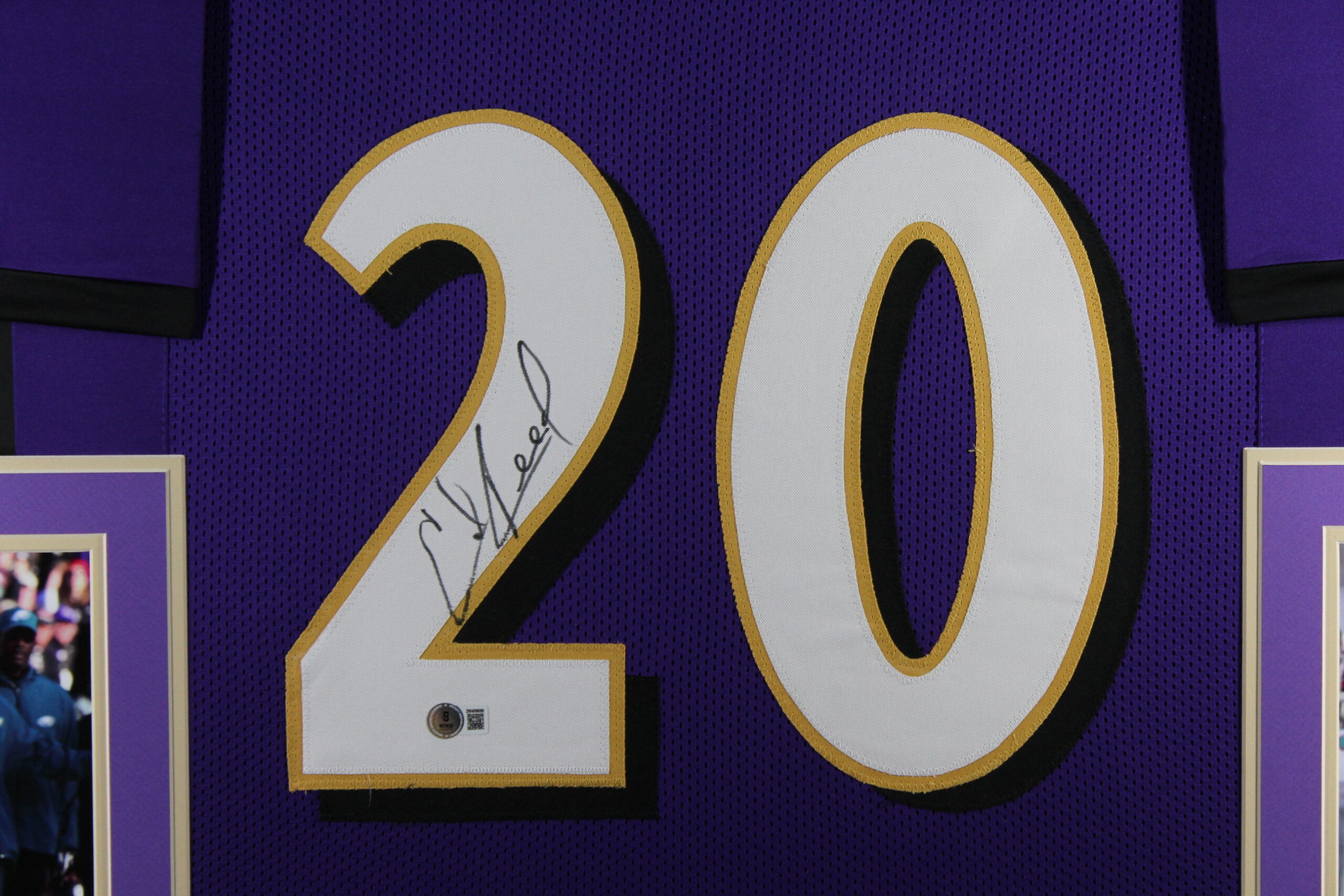 Ed Reed Autographed/Signed Pro Style Purple XL Framed Jersey 35x43 Beckett 53761 2 Ed Reed Autographed/Signed Pro Style Purple XL Framed Jersey 35x43 Beckett 53761