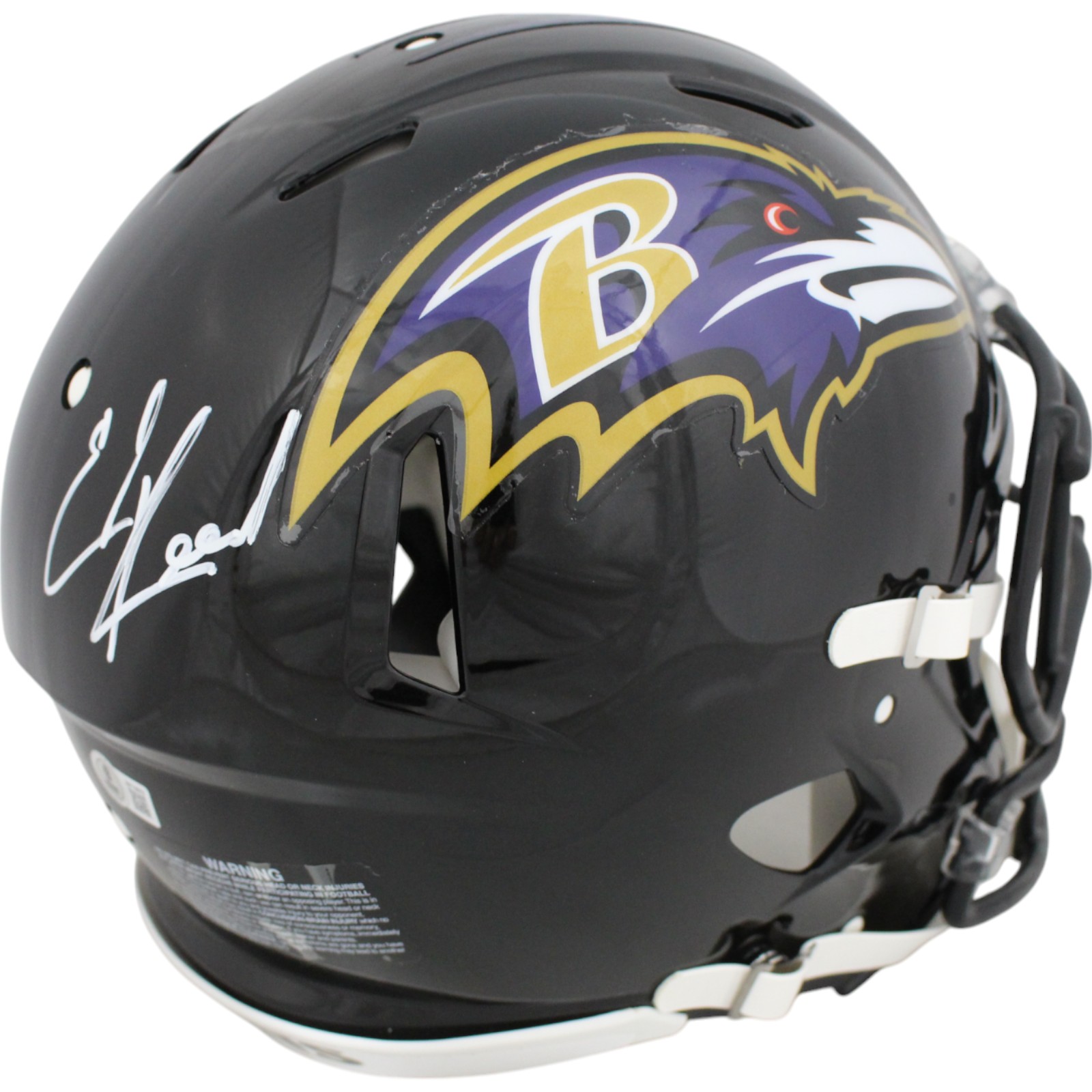 Ed Reed Autographed Baltimore Ravens Authentic Helmet Beckett Witness 49280