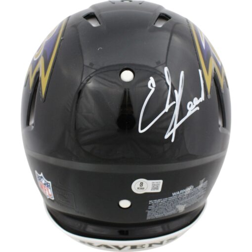 Ed Reed Autographed Baltimore Ravens Authentic Helmet Beckett Witness 49280
