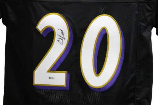 Ed Reed Autographed/Signed Pro Style Black XL Jersey BAS 25979