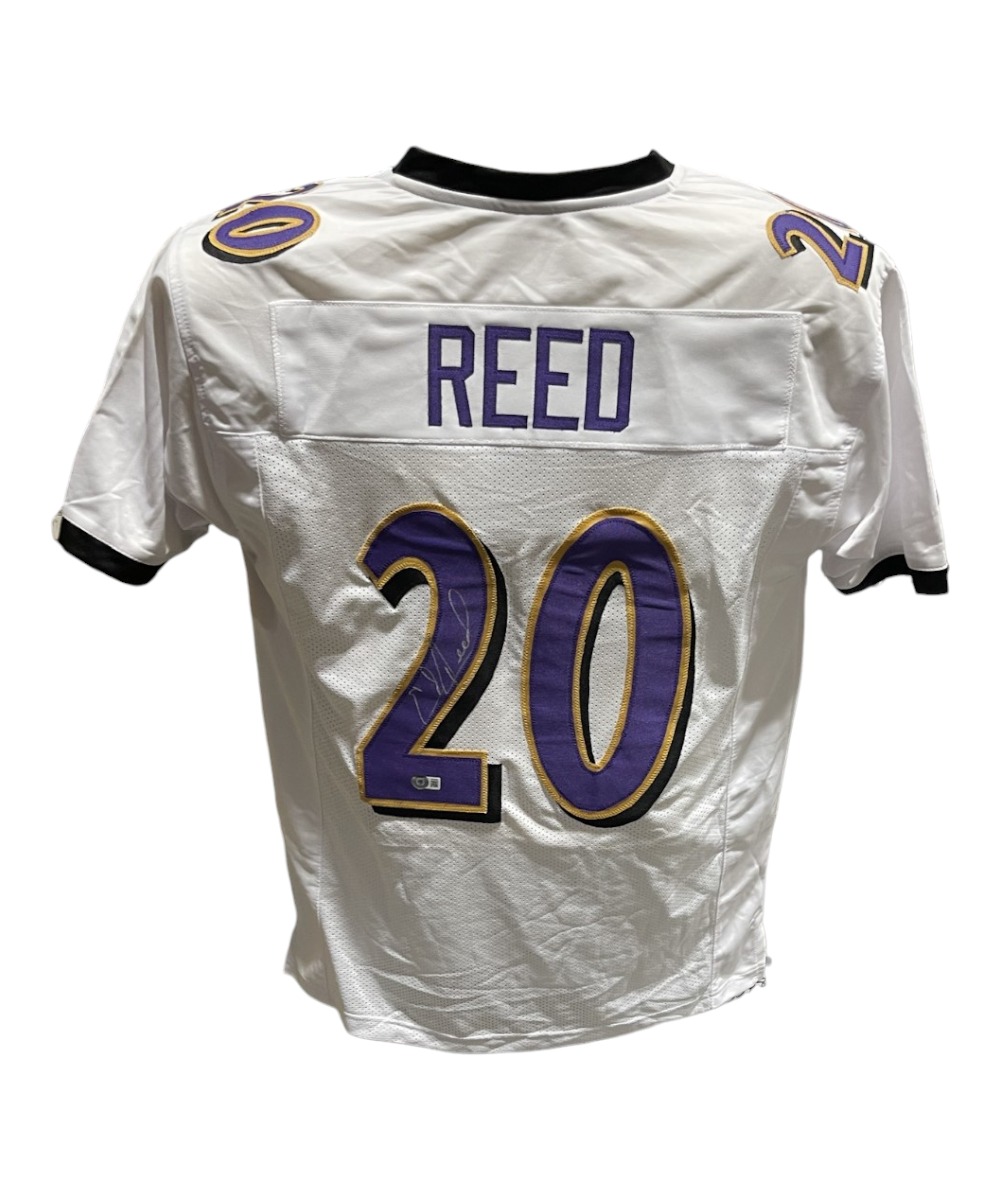 Ed Reed Autographed/Signed Pro Style White Jersey Beckett