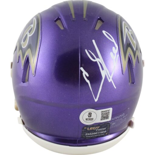 Ed Reed Autographed Baltimore Ravens Flash Mini Helmet Beckett Witness 49261