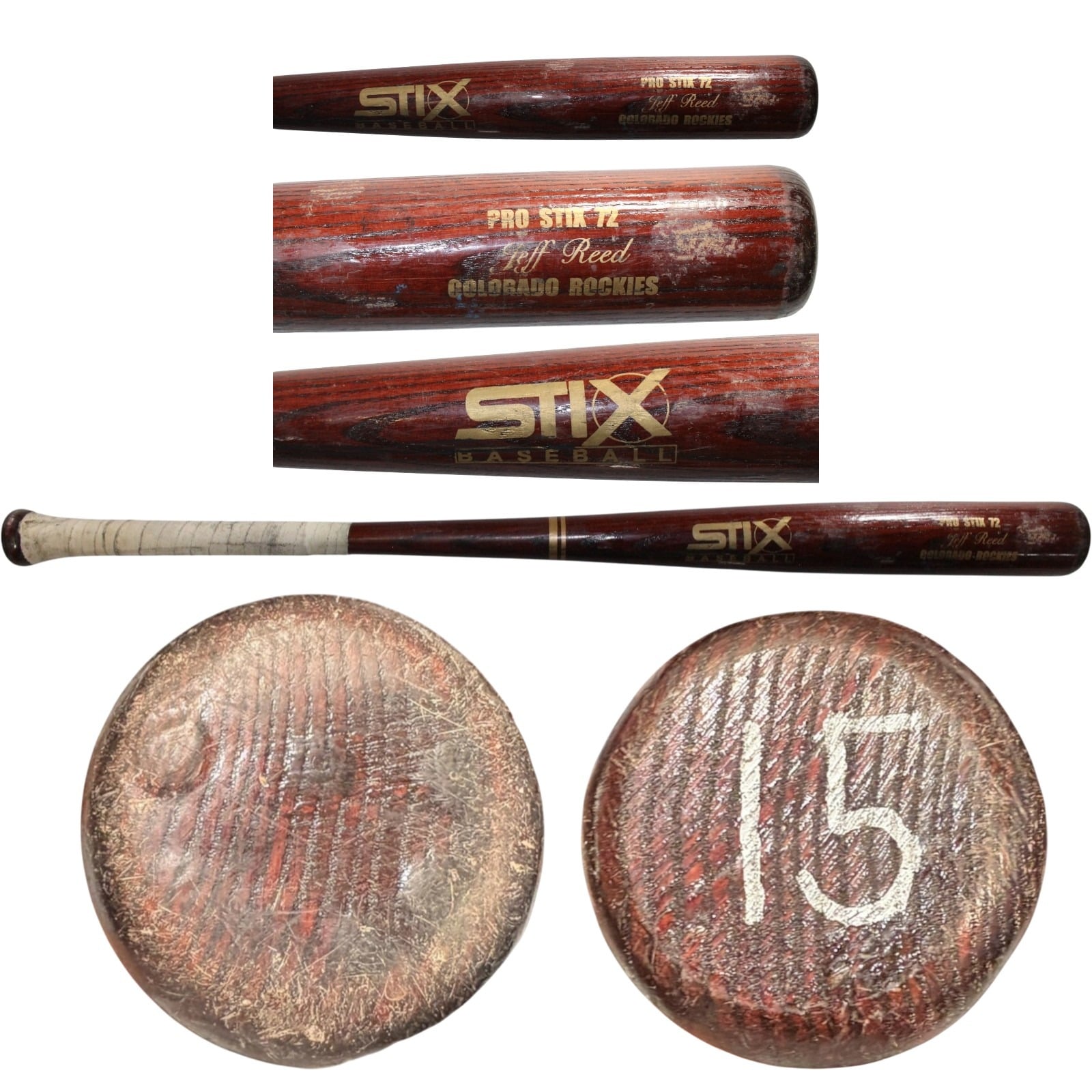 Jeff Reed Colorado Rockies Game Used Maple Stix Baseball Bat 57249