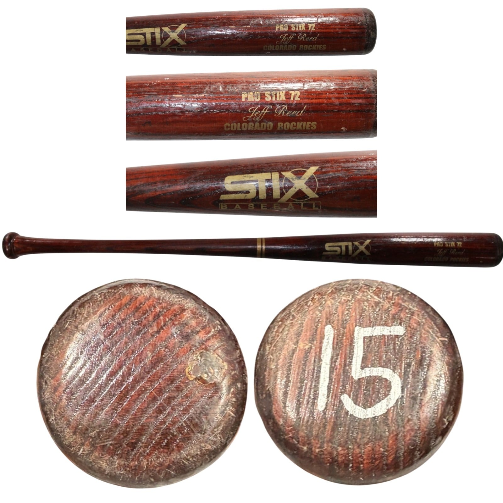 Jeff Reed Colorado Rockies Game Used Maple Stix Baseball Bat 57268