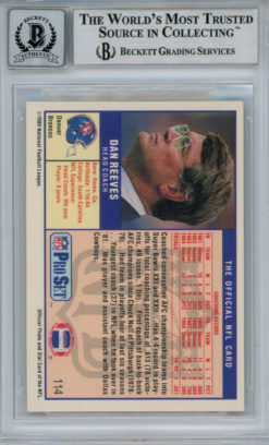 Dan Reeves Autographed 1989 Pro Set #114 Trading Card Beckett 10 Slab