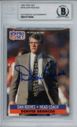 Dan Reeves Autographed 1991 Pro Set #144 Trading Card Beckett Slab