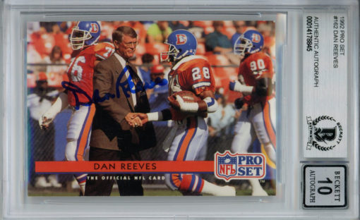 Dan Reeves Autographed 1992 Pro Set #162 Trading Card Beckett 10 Slab