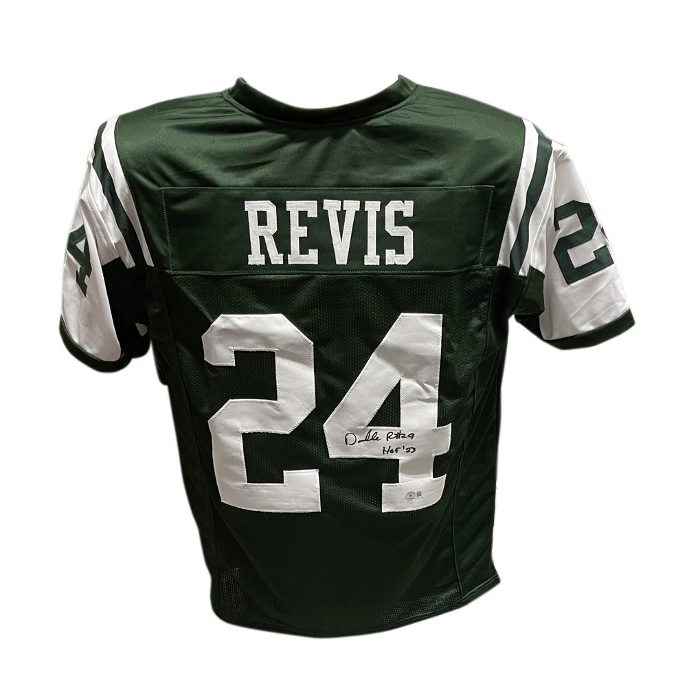 Darrell Revis Autographed/Signed Pro Style Jersey Green HOF Beckett