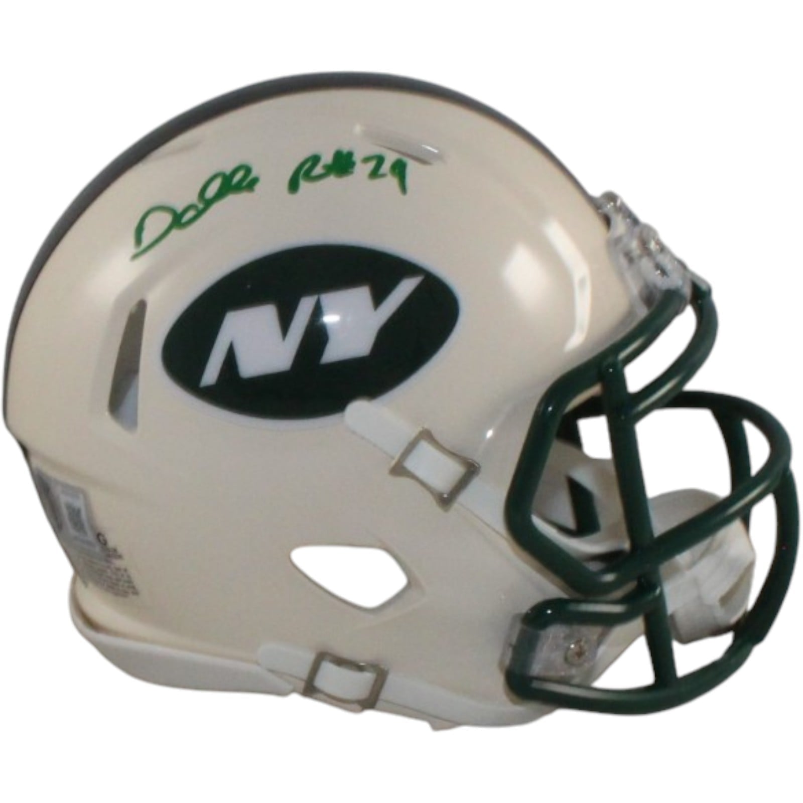 Darrelle Revis Autographed New York Jets Retro Mini Helmet Beckett Witness 58222