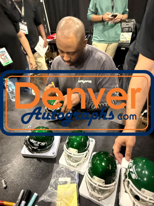 Darrelle Revis Autographed New York Jets TB Mini Helmet Beckett Witness 51442