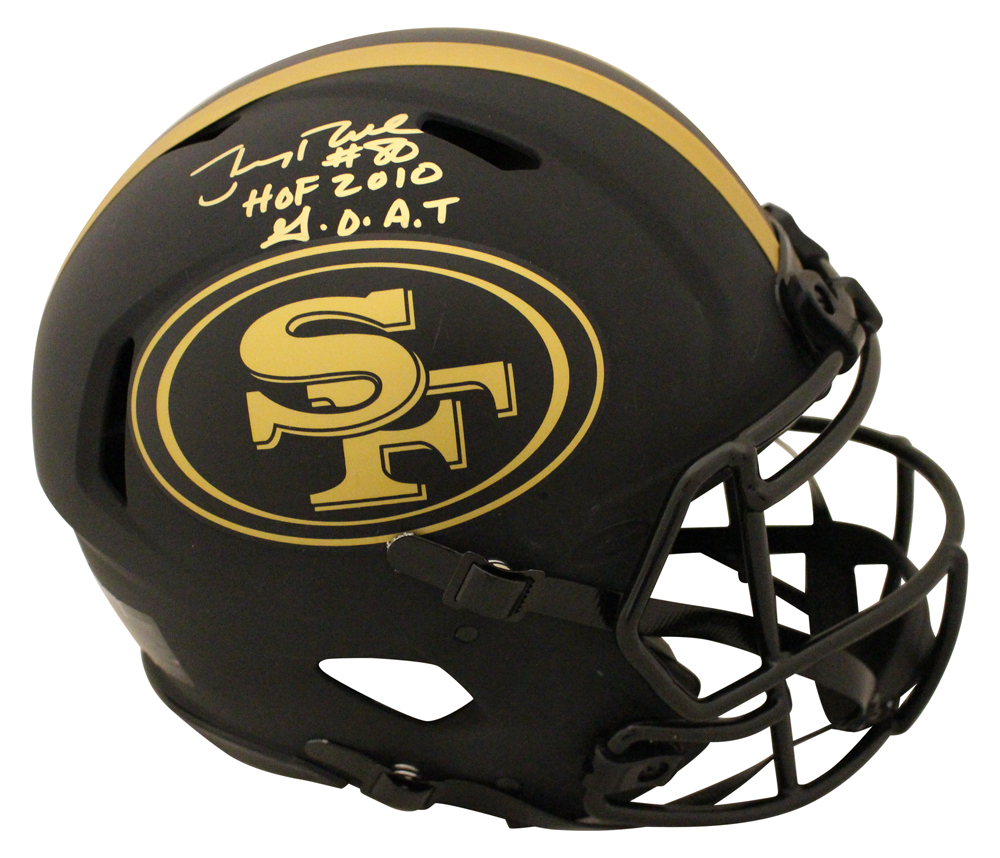 Jerry Rice Signed San Francisco 49ers Authentic Eclipse Helmet 2 Insc BAS 26921