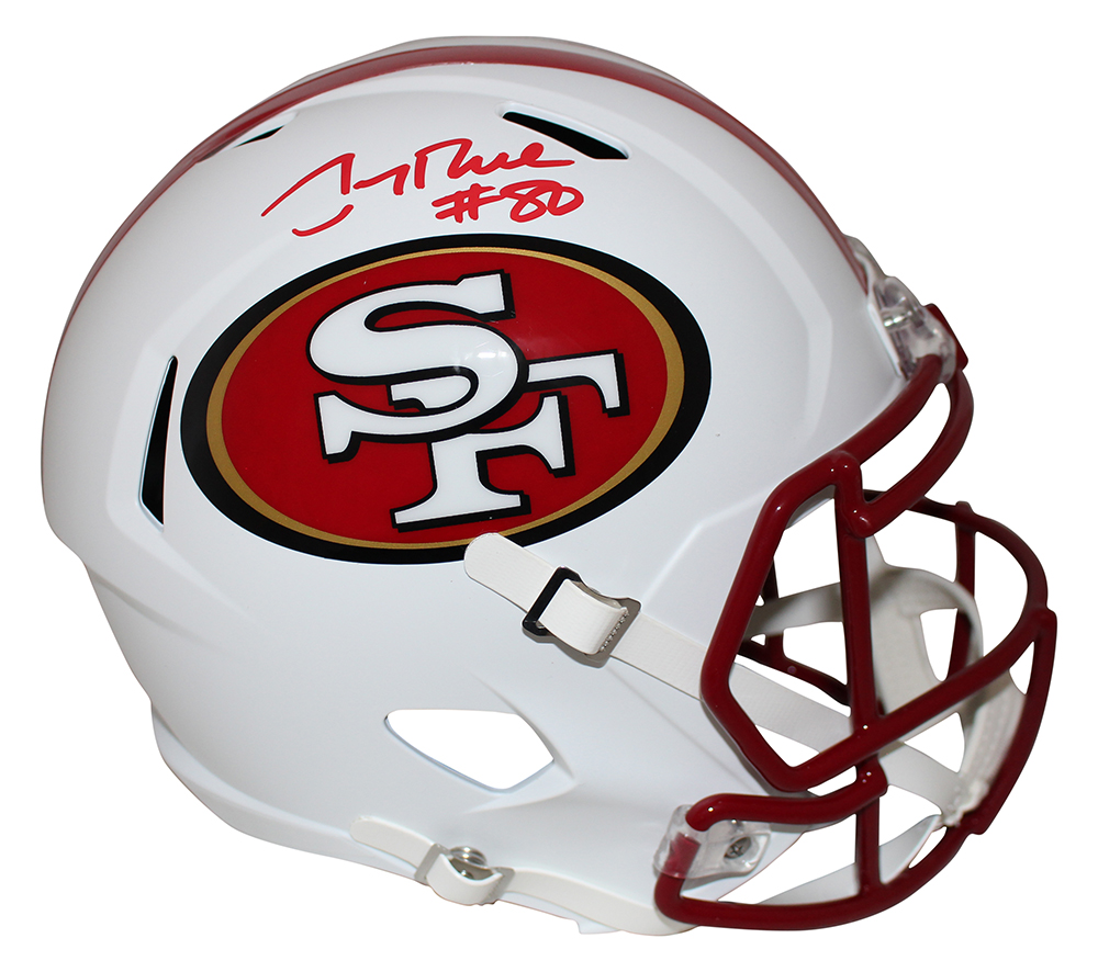 Jerry Rice Autographed San Francisco 49ers Flat White Replica Helmet BAS 26116