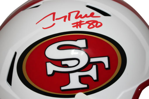 Jerry Rice Autographed San Francisco 49ers Flat White Replica Helmet BAS 26116