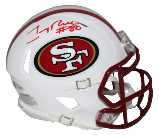 Jerry Rice Autographed San Francisco 49ers Flat White Mini Helmet BAS 26114