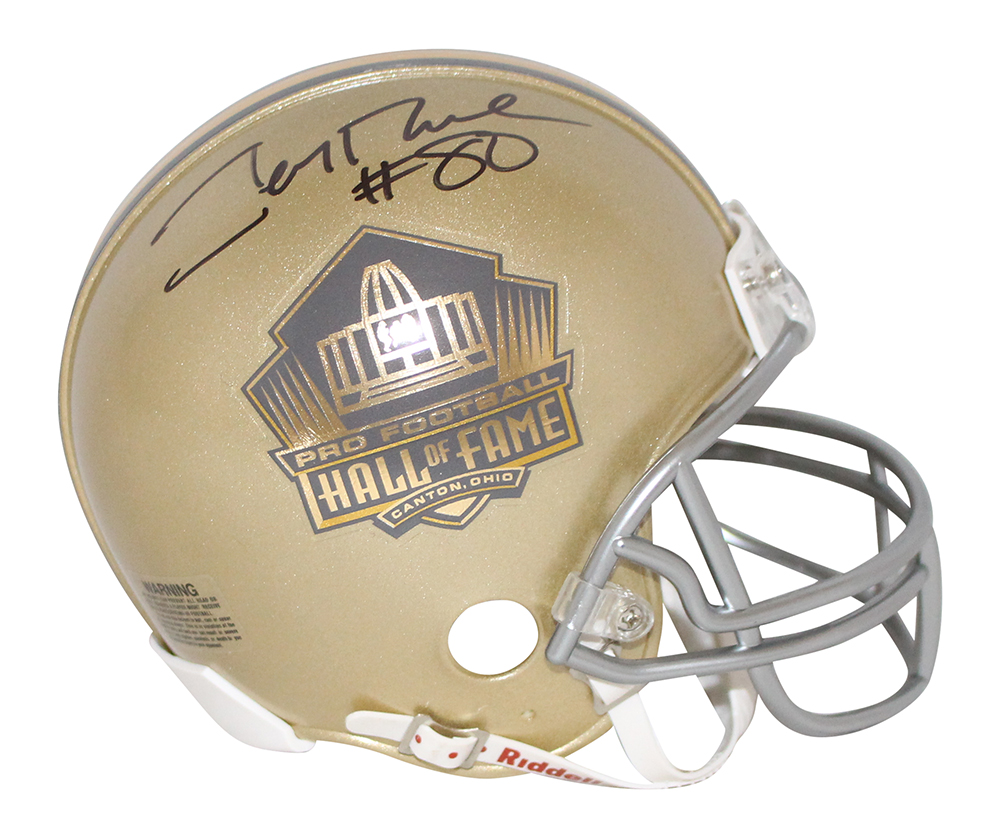 Jerry Rice Signed San Francisco 49ers Hall Of Fame Gold Mini Helmet JSA 33019
