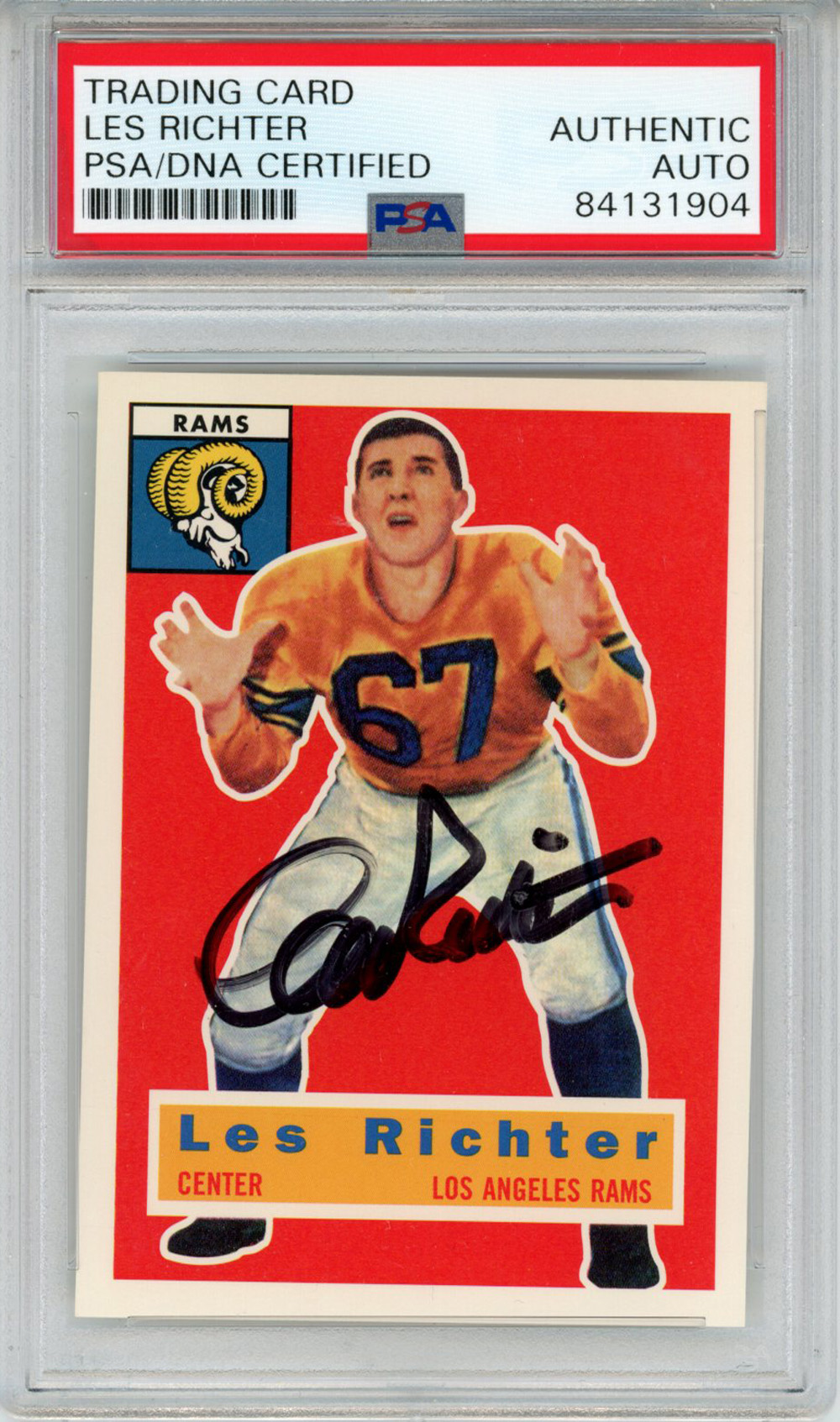 Les Richter Autographed 1956 Topps #30 Trading Card PSA Slab