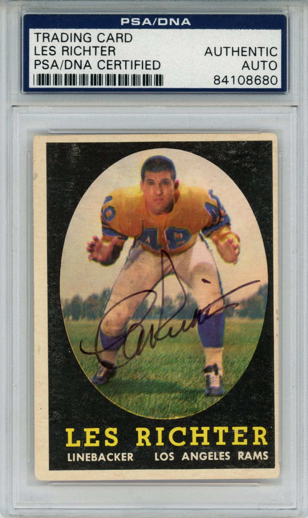 Les Richter Autographed 1958 Topps #105 Trading Card PSA Slab