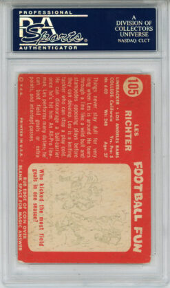 Les Richter Autographed 1958 Topps #105 Trading Card PSA Slab