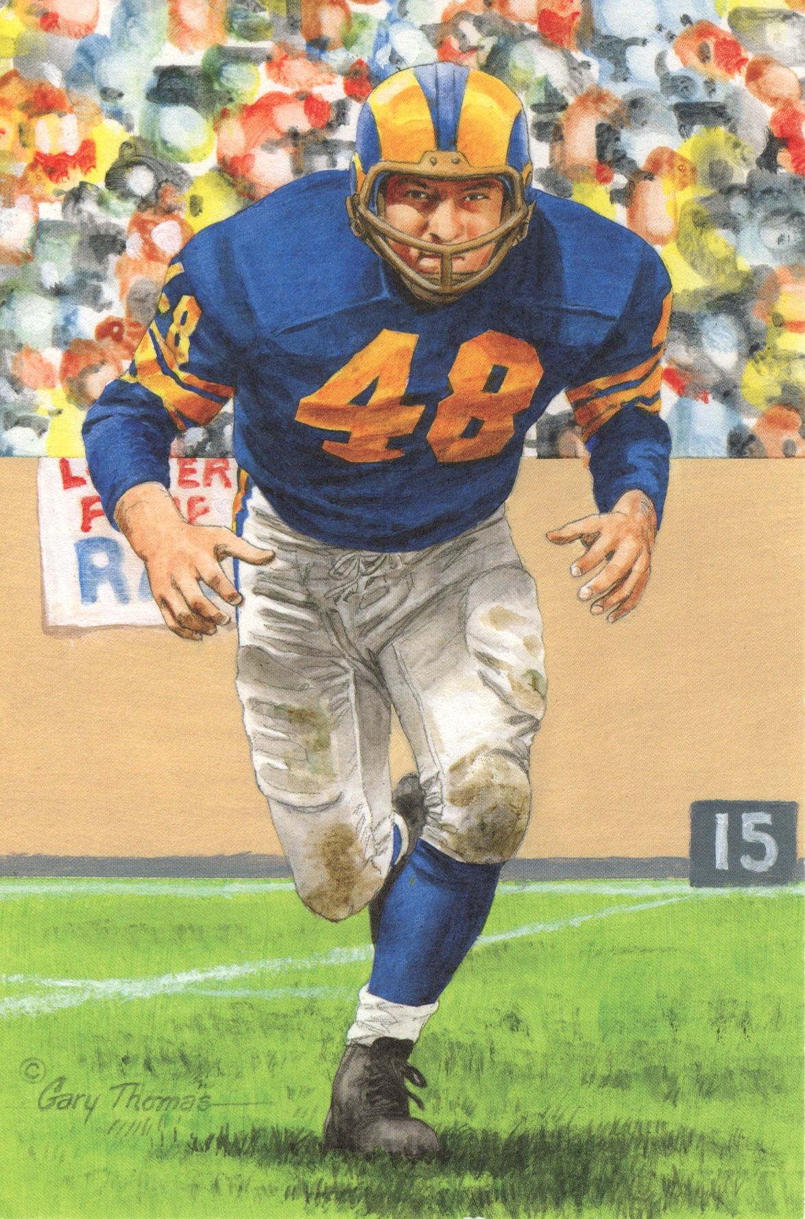 Les Richter Los Angeles Rams Goal Line Art Card Class of 2011 58143