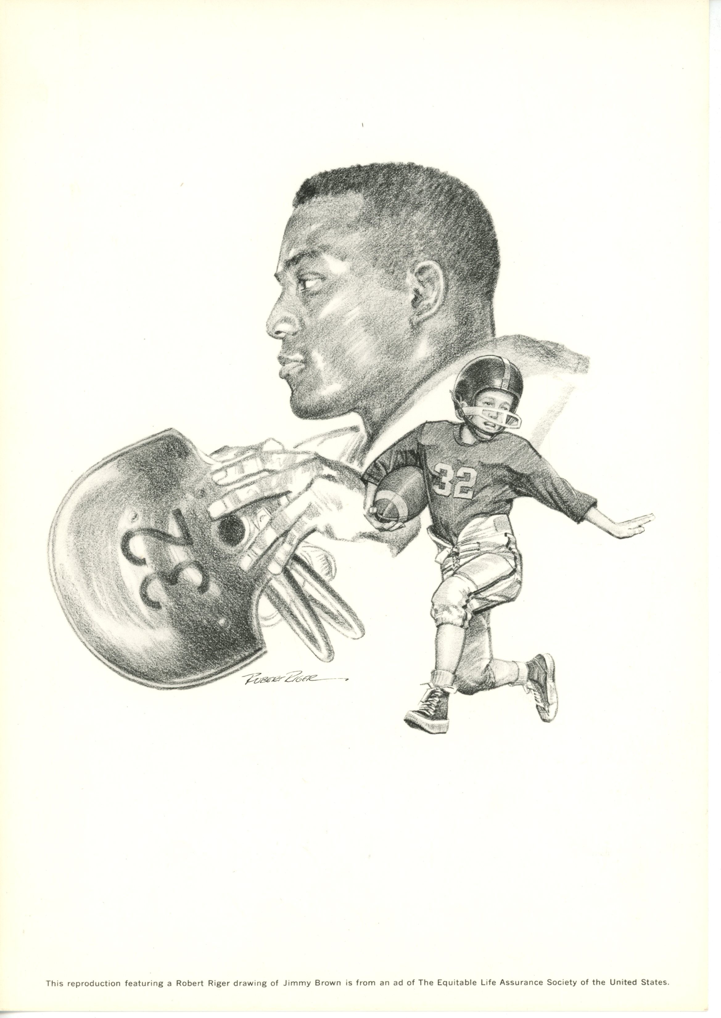 Brown, Thorpe, Nagurski, +2 Lot of 5 Football Robert Riger Drawings 55923