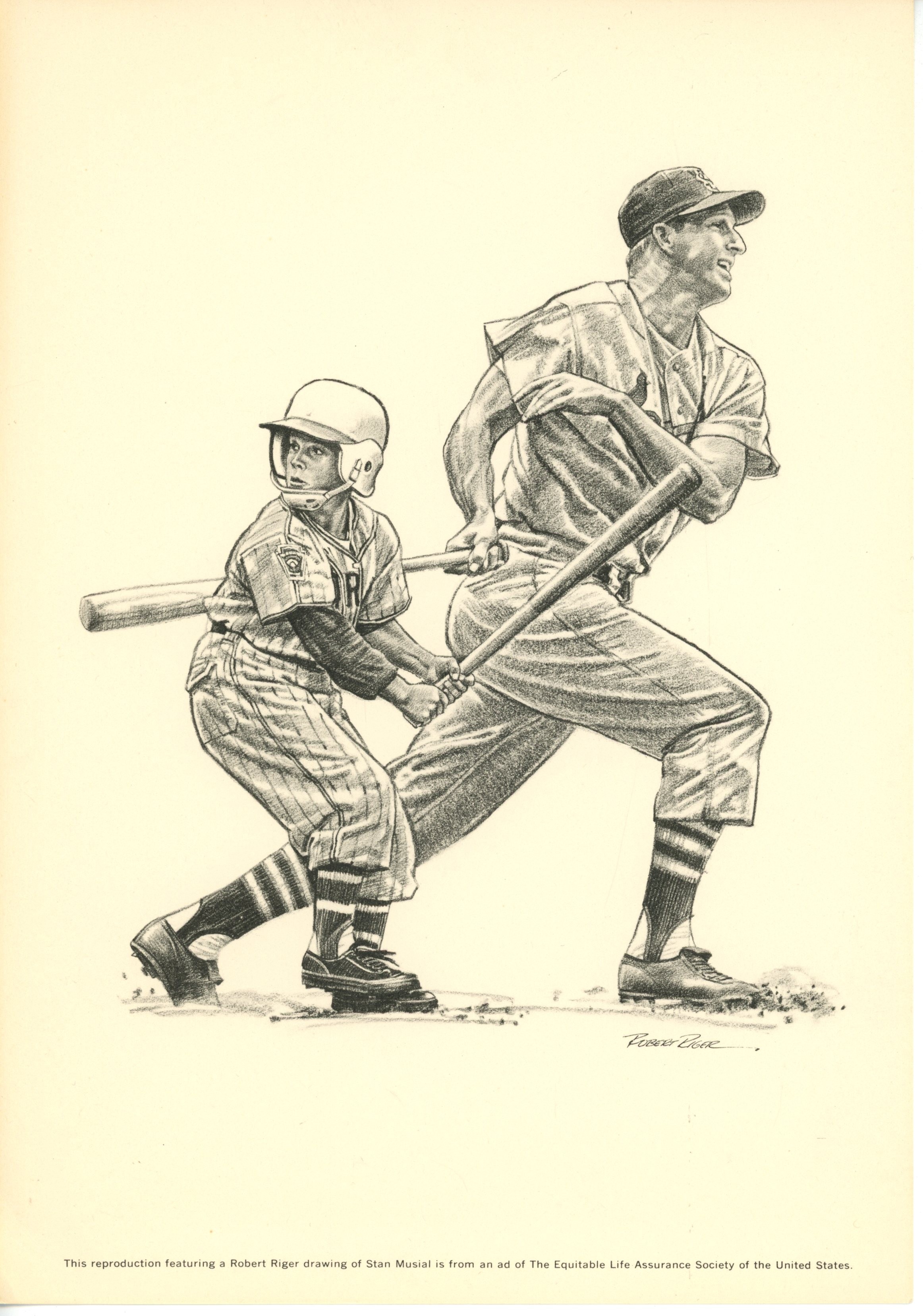 Musial, Mathews, Spahn, +3 Lot of 6 Baseball Robert Riger Drawings 55921