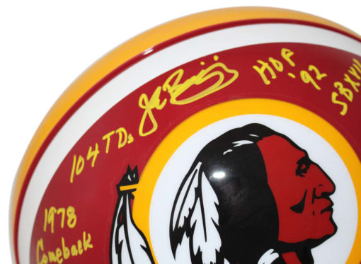 John Riggins Signed Washington Redskins Authentic TB Helmet 5 Insc JSA 24098