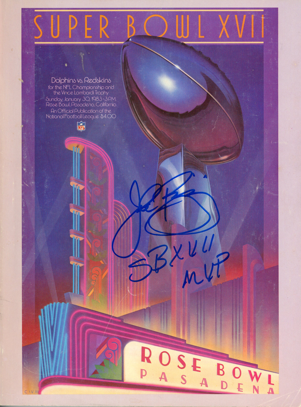 John Riggins Autographed Super Bowl XVII Program SB MVP Beckett