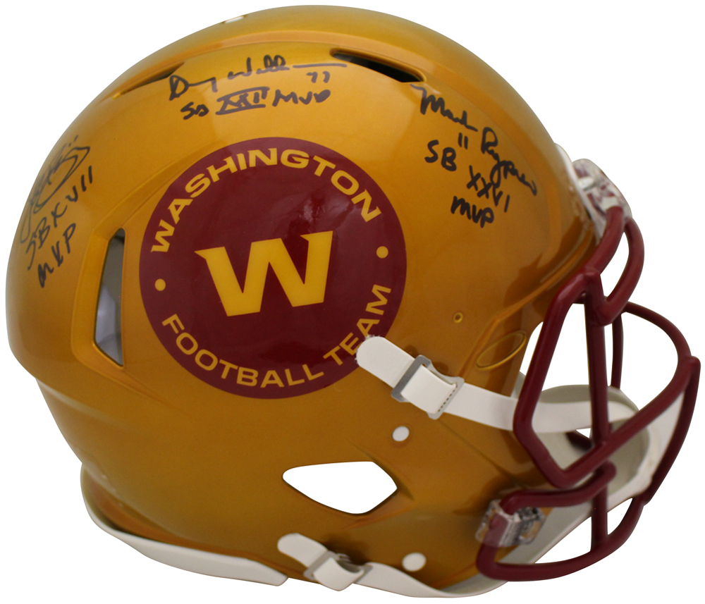 Riggins Rypien & Williams Signed WFT Authentic Flash Speed Helmet BAS