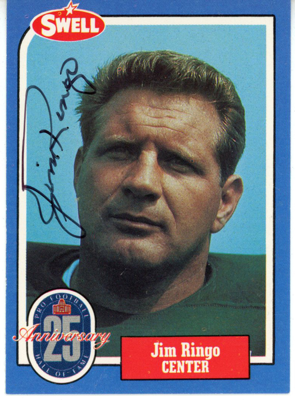 Jim Ringo Autographed/Signed Green Bay Packers 1988 Swell HOF Card