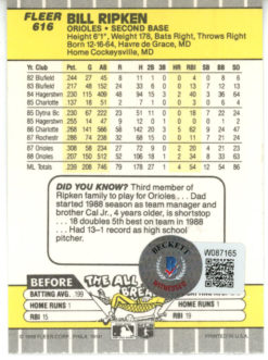 Billy Ripken Signed 1989 Fleer #616 Black Box Error Trading Card Beckett