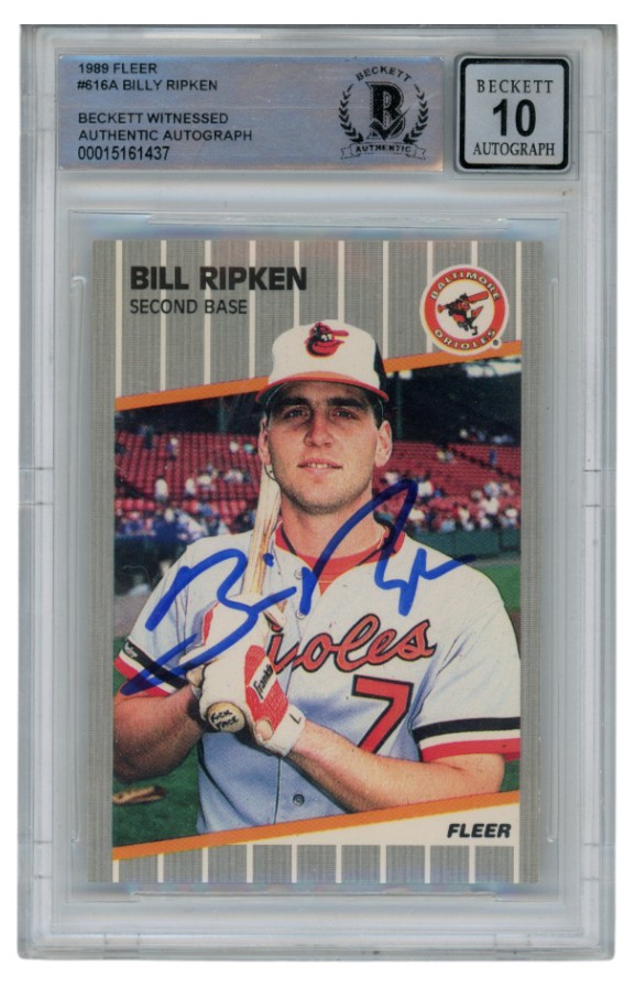 Billy Ripken Autographed 1989 Fleer #616 Error Card 10 Grade Beckett 52503