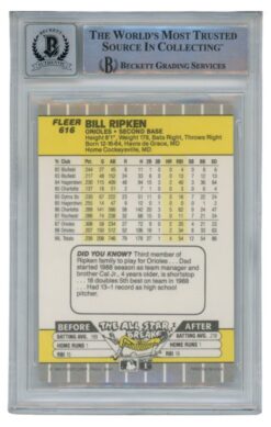 Billy Ripken Autographed 1989 Fleer #616 Error Card 10 Grade Beckett 52505