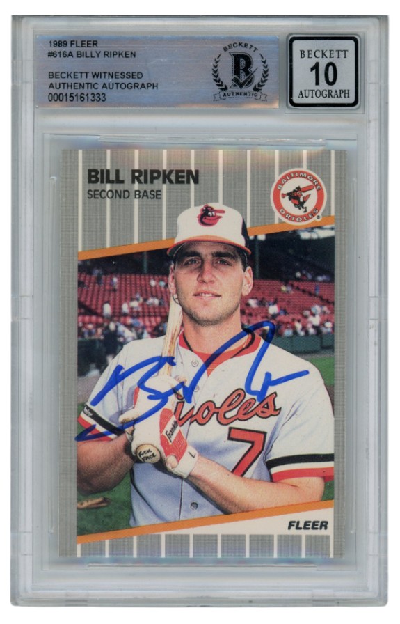 Billy Ripken Autographed 1989 Fleer #616 Error Card 10 Grade Beckett 52511