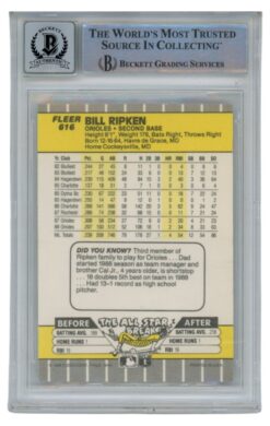 Billy Ripken Autographed 1989 Fleer #616 Error Card 10 Grade Beckett 52514