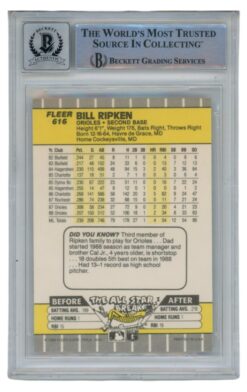 Billy Ripken Autographed 1989 Fleer #616 Error Card 10 Grade Beckett 52517