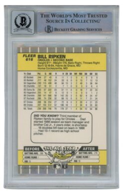 Billy Ripken Autographed 1989 Fleer #616 Error Card 10 Grade Beckett 52520