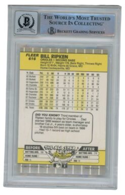 Billy Ripken Autographed 1989 Fleer #616 Error Card 10 Grade Beckett 52526