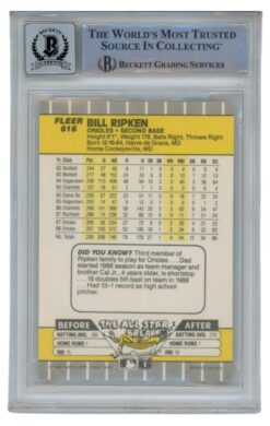 Billy Ripken Autographed 1989 Fleer #616 Error Card 10 Grade Beckett 52532