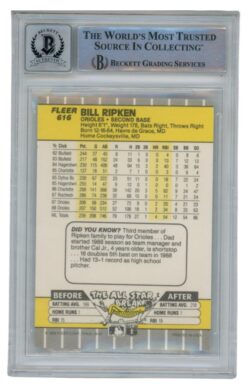 Billy Ripken Autographed 1989 Fleer #616 Error Card 10 Grade Beckett 52538