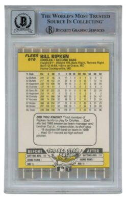 Billy Ripken Autographed 1989 Fleer #616 Error Card 10 Grade Beckett 52541