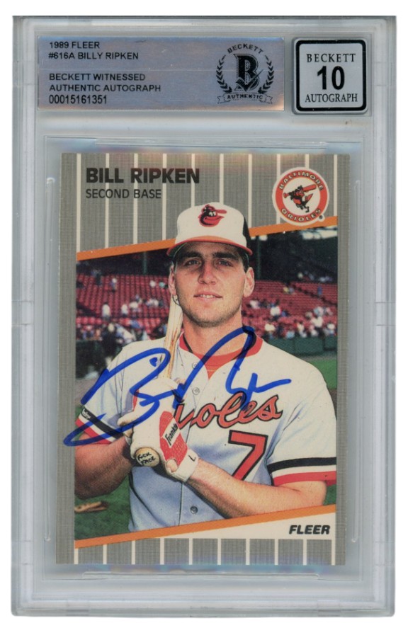 Billy Ripken Autographed 1989 Fleer #616 Error Card 10 Grade Beckett 52550 1 Billy Ripken Autographed 1989 Fleer #616 Error Card 10 Grade Beckett 52550