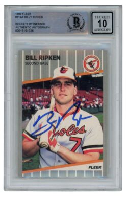 Billy Ripken Autographed 1989 Fleer #616 Error Card 10 Grade Beckett 52553