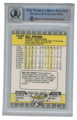 Billy Ripken Autographed 1989 Fleer #616 Error Card 10 Grade Beckett 52553