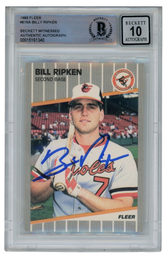 Billy Ripken Autographed 1989 Fleer #616 Error Card 10 Grade Beckett 52556